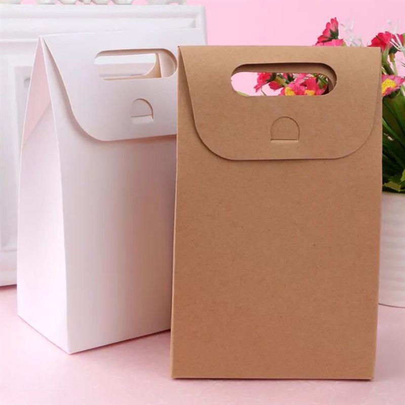 20pcs Draagbare Papieren Zakken Vouwen Verpakking Doos Cookies Containers Biscuit Houder Wegwerp Voedsel Containers voor Thuis