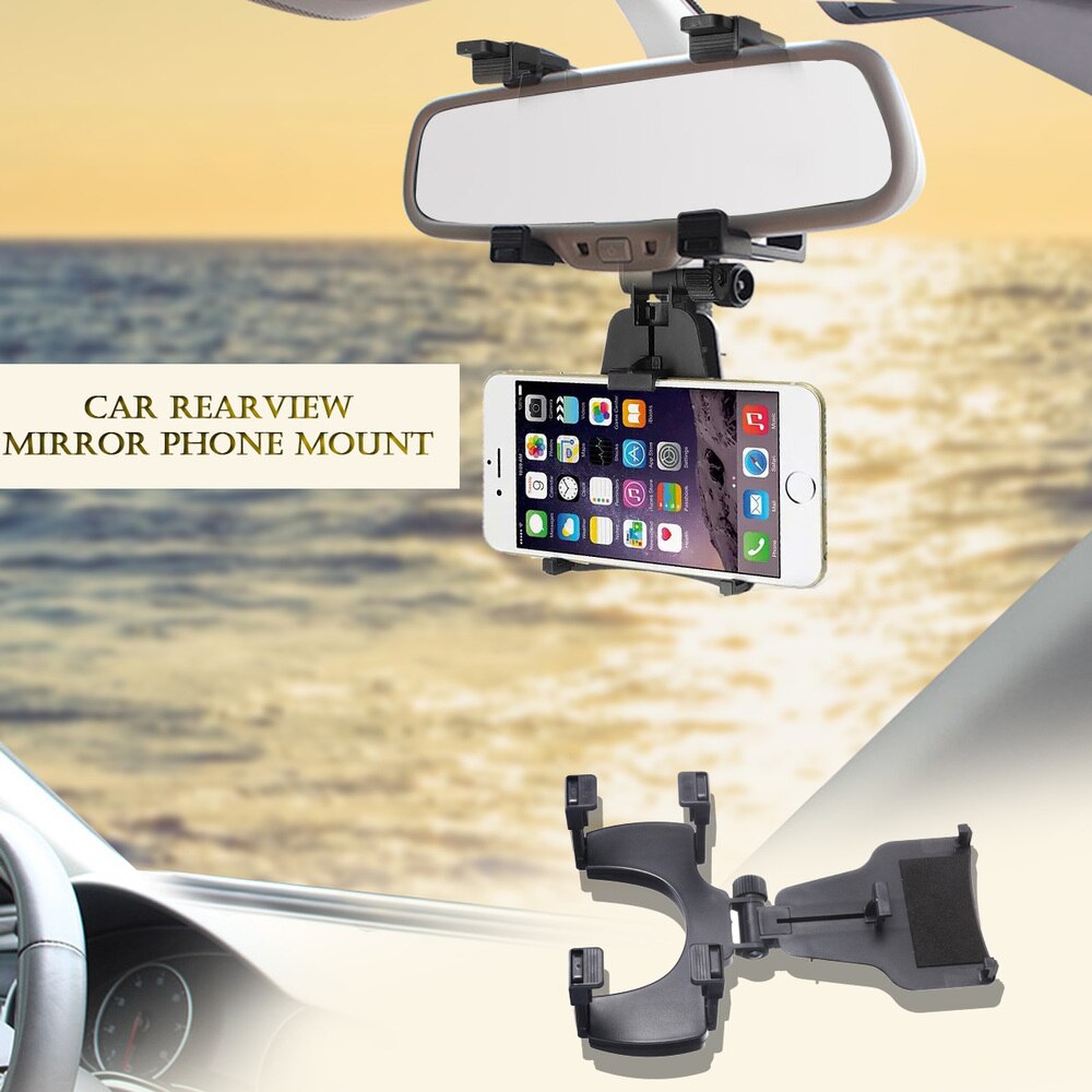Cell Phone Car Mount Review Mirror Phone Holder Cradle Stand for GPS (Black)