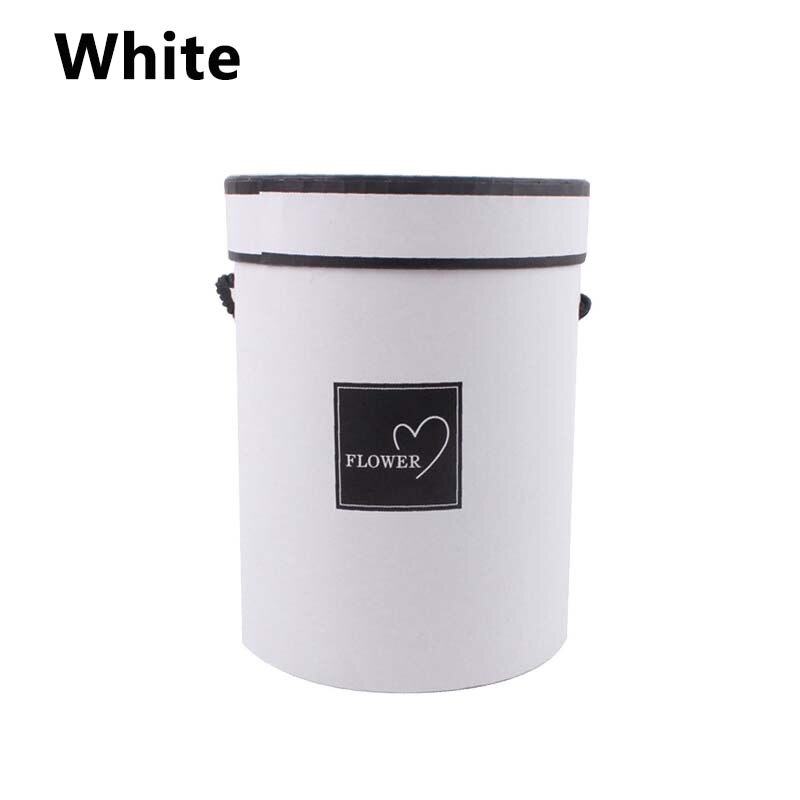 Flower Packaging Box Round Floral Boxes Paper Bag Storage Box Florist Bouquet Holder Flower Wrapping Case With Lid: White