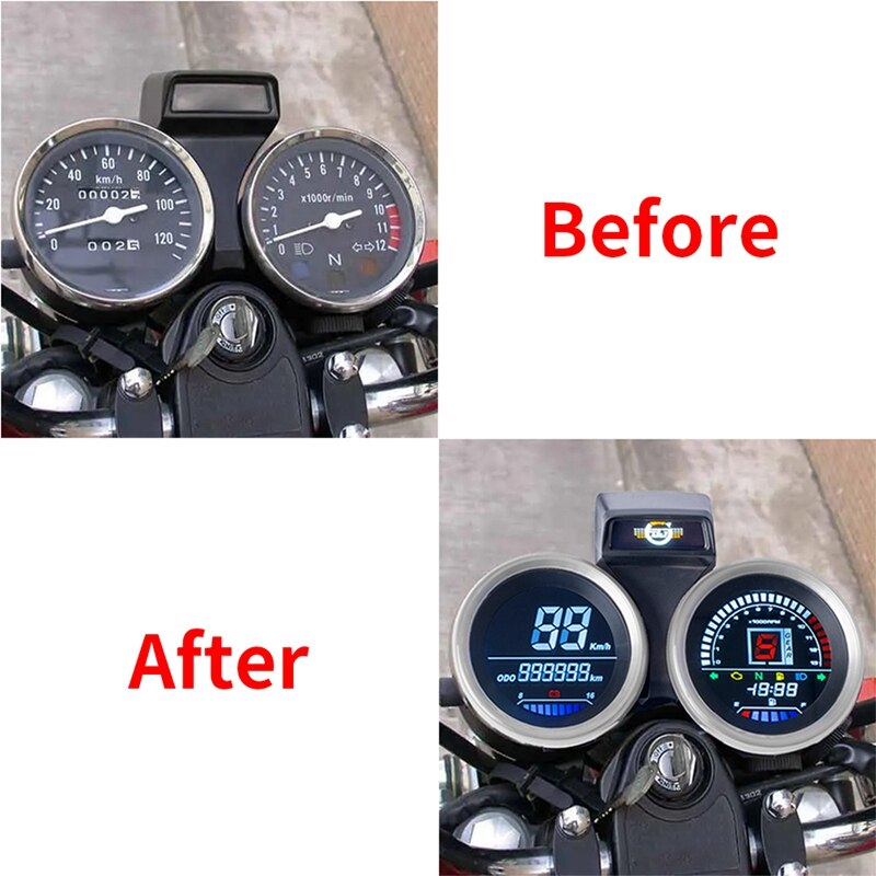 Digital målerenhet for suzuki  gn 125 speedometer kilometerteller måler girindikator motorsykkelmålerinstrument