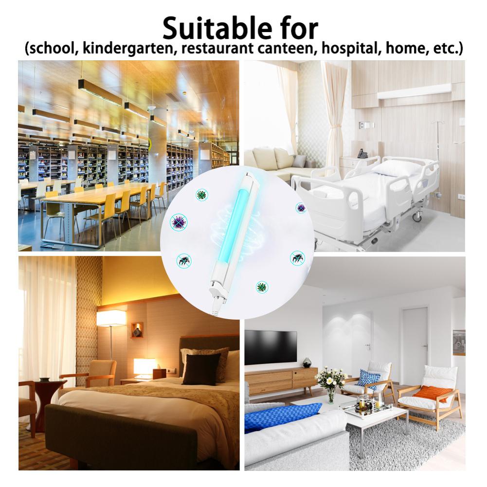 T5 8W 6W LED UV Lamp Germicidal Light Quartz Linear Sterilizer EU Plug 220V Ozone Generator Disinfection Deodor Eliminator Tube