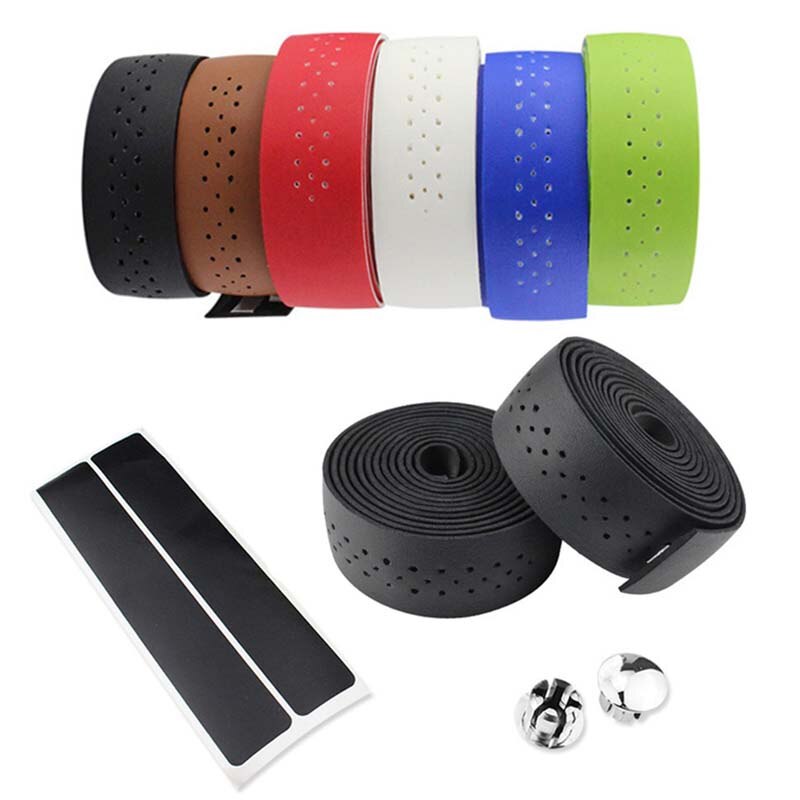 Bicycle Handlebar Tape MTB Road Bike PU Leather Perforated Belt Breathable Bike Handle Bar Wrap Straps Fixed Gear Belt BC0143