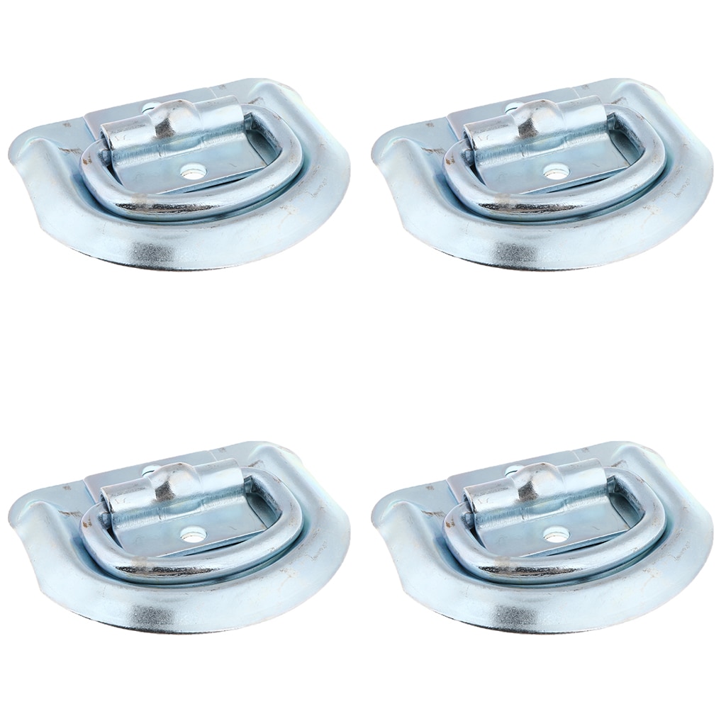 8 Pack Recessed Ring Tie Down D-Rings – For ATV Quad Flatbed Cargo Truck Enclosed Trailer, Silver By Reliable Aftermarket Parts