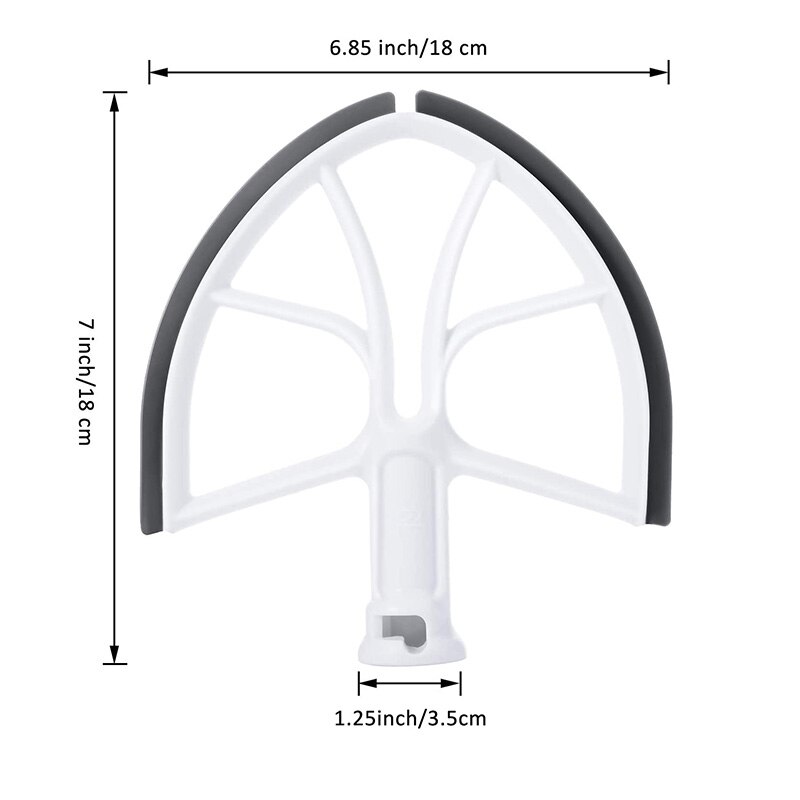 Batidor de borde flexible para cocina, batidor plano de paleta con bordes de silicona, piezas de repuesto para mezclador de soporte de elevación de tazón 6 QT, 1 ud.
