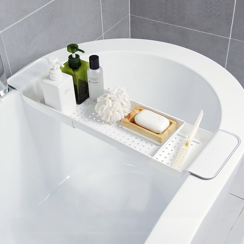 Bandeja de baño de plástico multiusos ajustable, bandeja para bañera, soporte de libro para ducha, vino, herramienta de cocina, escurridor de baño, cocina