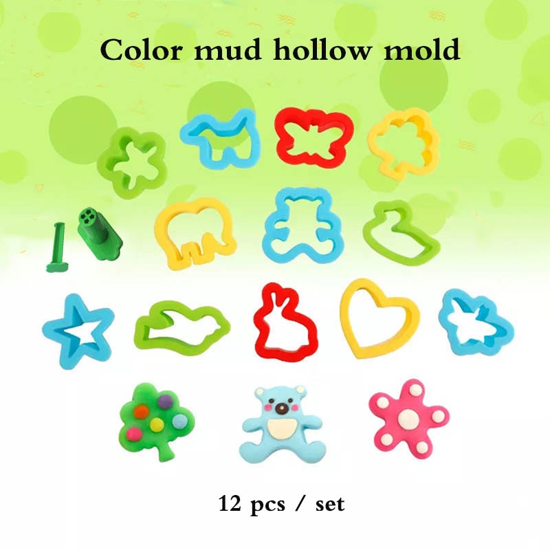 12 Stks/set Plasticine Hollow Mold Dier Liefde Hart Vorm Polymeer Klei Mal Baby Kinderen Speelgoed Plasticine Gereedschappen Educatief Speelgoed