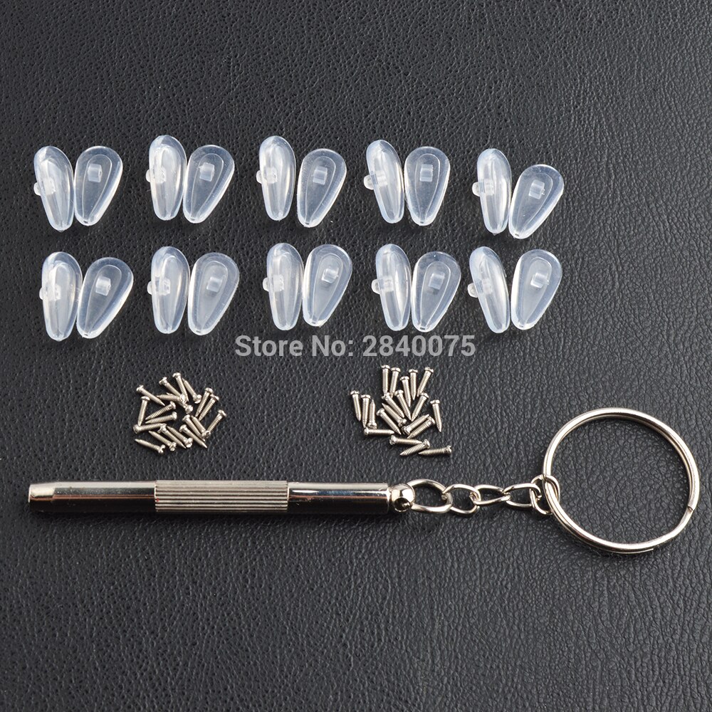 Almohadillas nasales de silicona con cámara de aire, almohadillas para gafas ópticas, almohadillas para la nariz, tornillos, destornillador