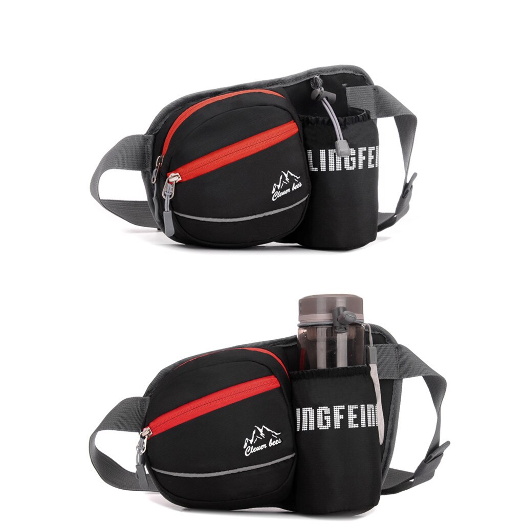 Aelicy Waist Bags Running Sports Women Pack Pouch Belt Men Purse Mobile Phone Pocket Case Camping Hiking Sports Water Bottle: BK