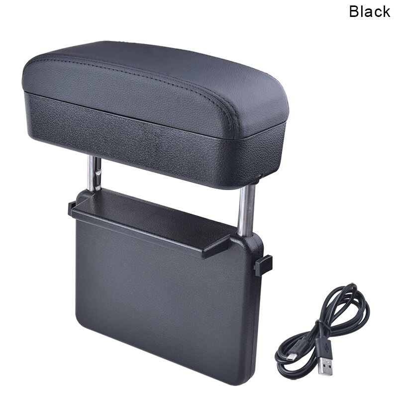 Universal Car Armrest Box Adjustable Elbow Support Auto Center Console Auto Seat Gap Organizer: Black