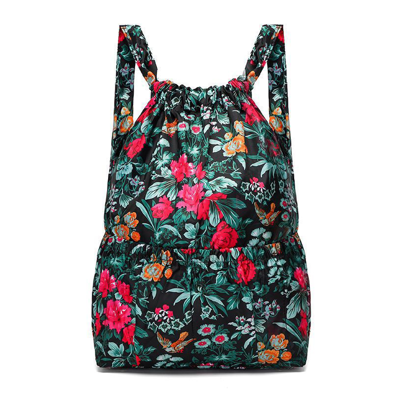 Lightweight Large Capacity Backpack Women Drawstring Strap Pocket Large Capacity Drawstring Travel Bag Fitness Sports Bag: Brown