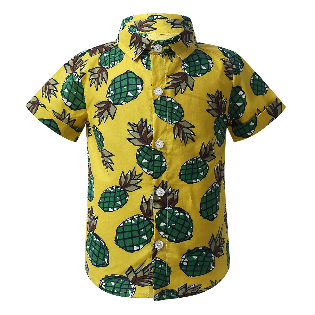 Camisa de bebé niño dibujo de frutas niños ropa camisa Primavera Verano Casual manga corta solapa algodón niños camisas Tops: Yellow / 95