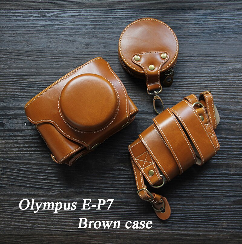 Olympus E-P7 Case Pu Lederen Camera Case Half Body Cover Base Luxe Camera Case Voor Olympus EP7 E-P7: EP7 luxury Brown