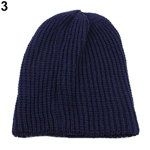 Män vinter stickning baggy cap avslappnad varm djurmössa stickad virkad mössa