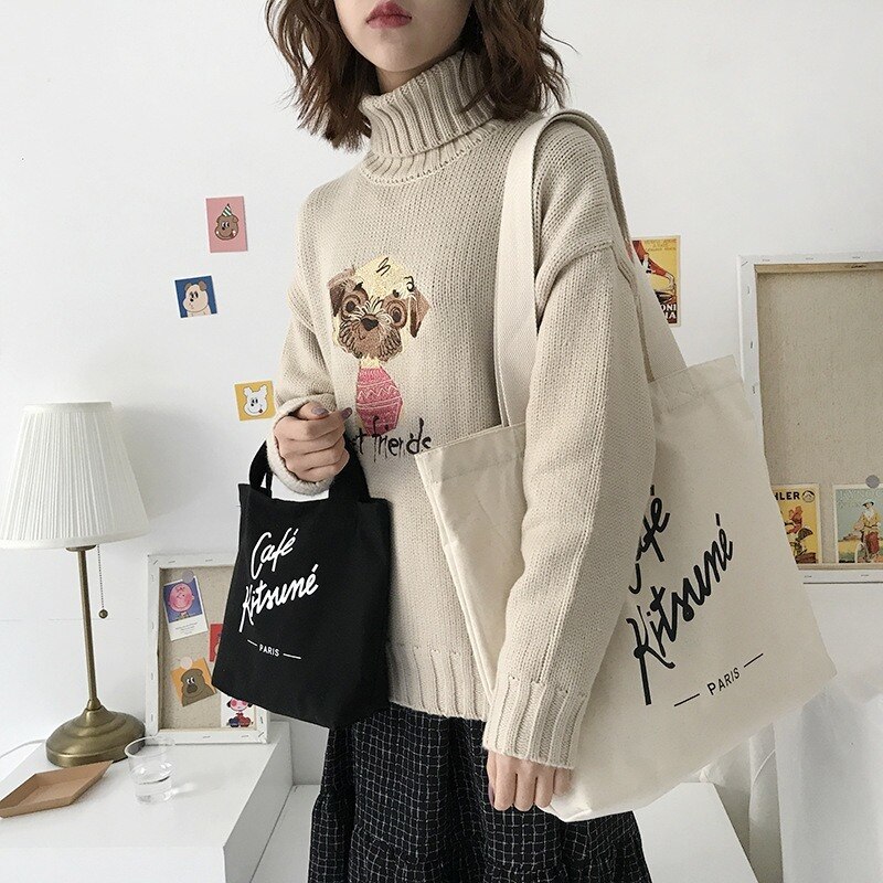 Borsa da donna Casual borse a tracolla di grande capacità Shopper Canvas Letter Fashion Harajuku Print Shopper borse