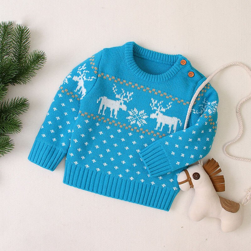 0-18M Newbron Kid Baby Boy Meisje Kleding Winter Warme Trui Top Lange Mouwen Xmas Leuke Truien Christmas baby Trui: B / 12m