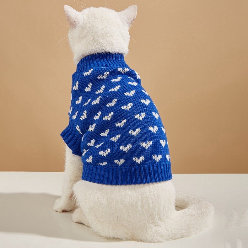 Lvtubanlv Hond Gebreide Trui Hond Hart Trui Puppy Trui Warme Zachte Huisdier Kleding Voor Kleine Medium Katten En Honden: Blauw / Xl