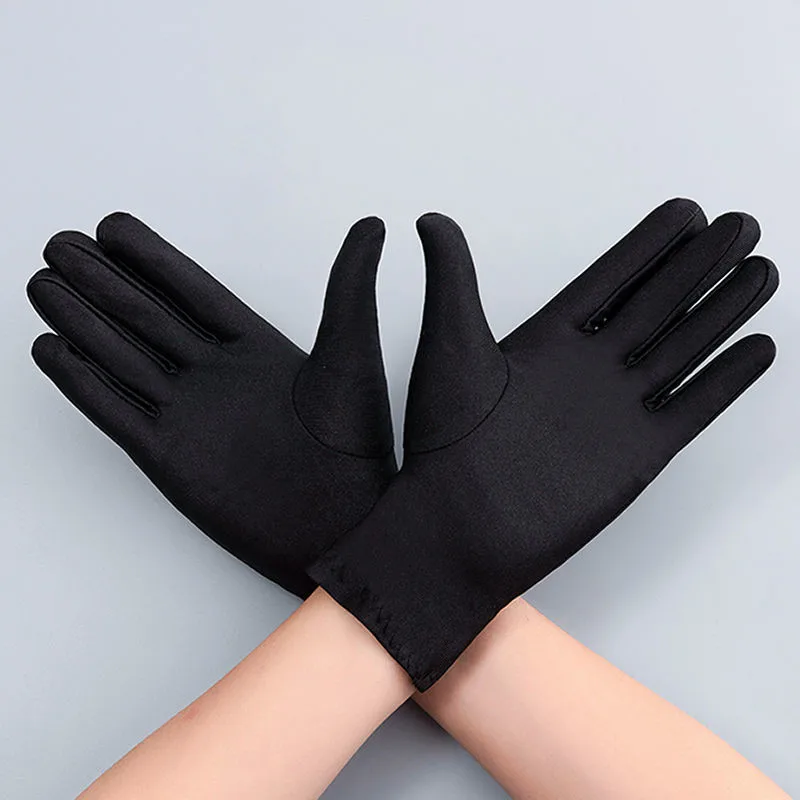 Autumn Summer Unisex Thin Ice Silk Gloves Spring Cycling Driving Protection Solid Breathable Ceremonial Gloves: black