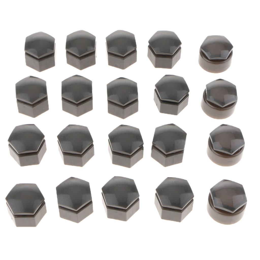 20Pcs 19mm Car Wheel Exterior Nut Caps Rims Auto Hub Screw Cover Gray