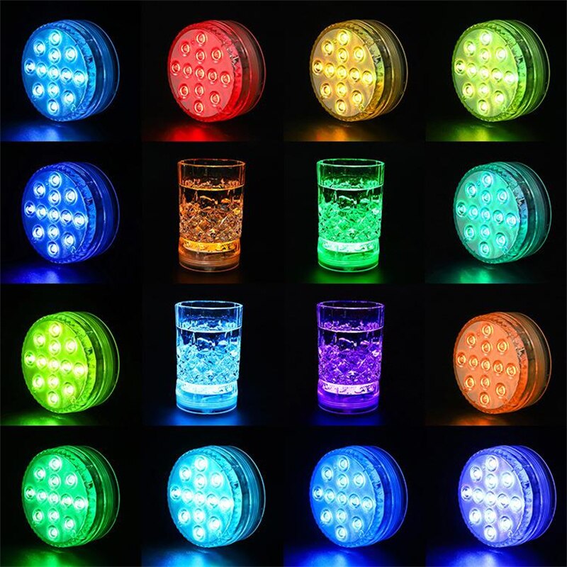 10 Leds Submersible Light Rgb Remote Control Underwater Lamp Party Garden Decoration Aquarium Framed Swimming Pool Accessories
