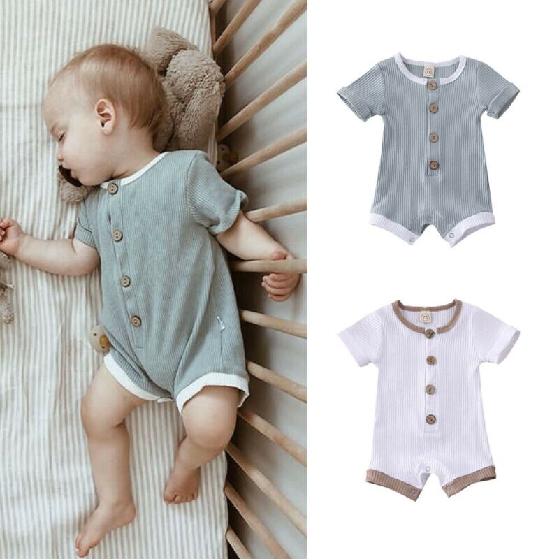 Baby Baby Jongens Meisjes Kleding Korte Mouw Gebreide Romper Jumpsuit Outfit Kids Zomer Katoenen Rompertjes 0-18M