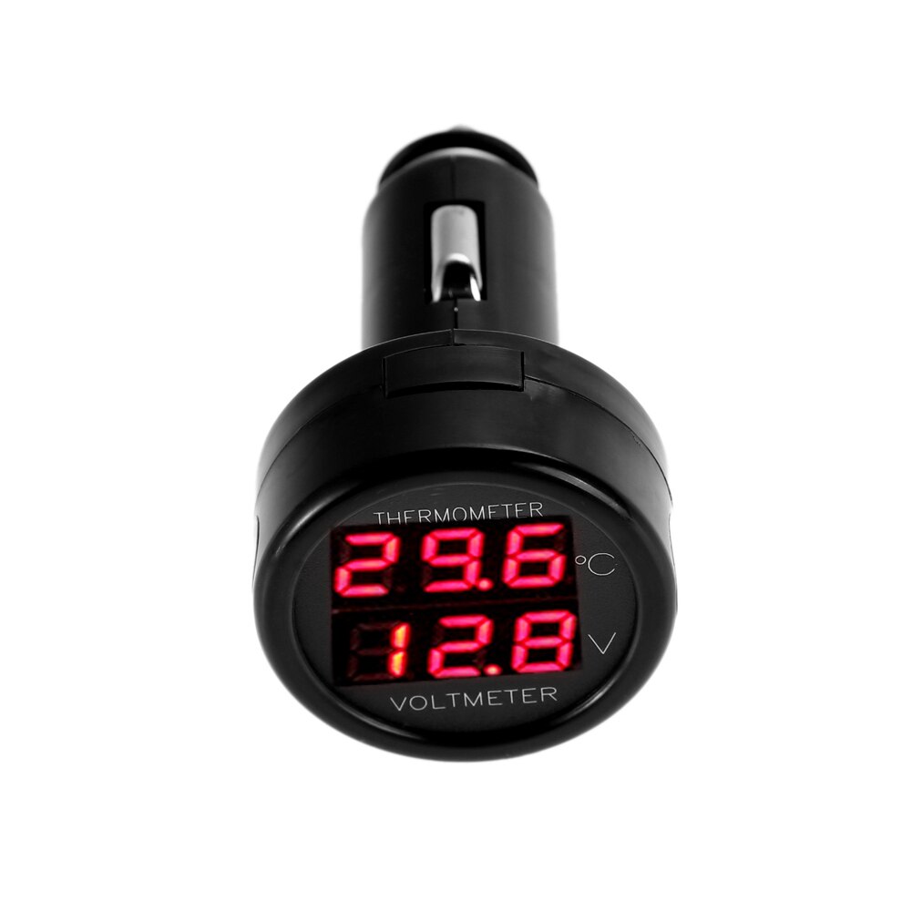 2 en 1 Voiture Auto 12V Thermomètre Voltmètre Universel LED À Double Affichage Numérique THERMOMÈTRE Voltmètre Voiture Accessoires: Red Red