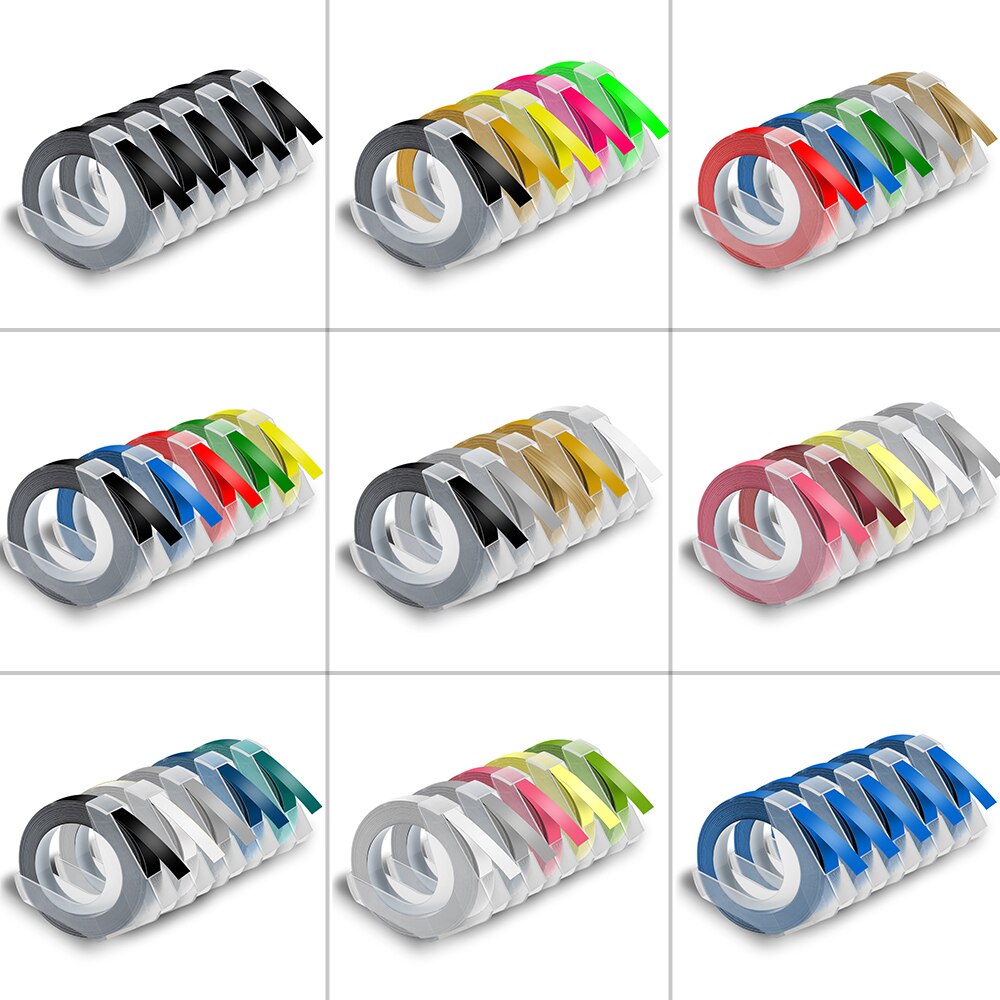 5Pack 9mm 3D Präge PVC Label Bänder Kompatibel für Dymo Label Maker 1880 12965 Manuelle Label Makers für motex E101 DYMO 1610: 5PK Mixed Color