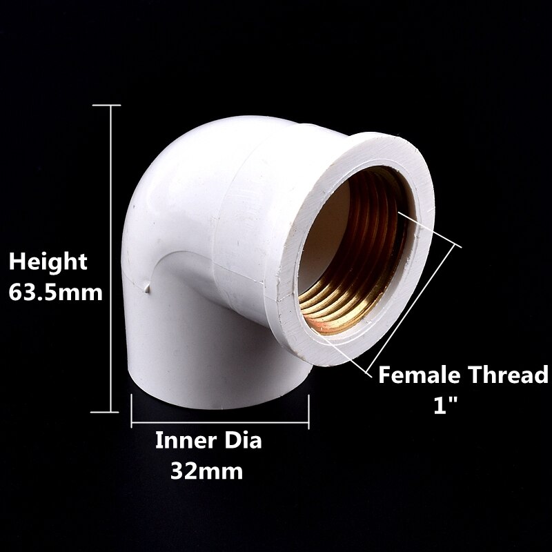 1/2~3/4~1 Inch to 20,25,32mm Copper Female Thread PVC Equal 90 Degree Elbow And Reduced 90 Degree Elbow Water Supply Aquarium: 1 Inch To 32mm