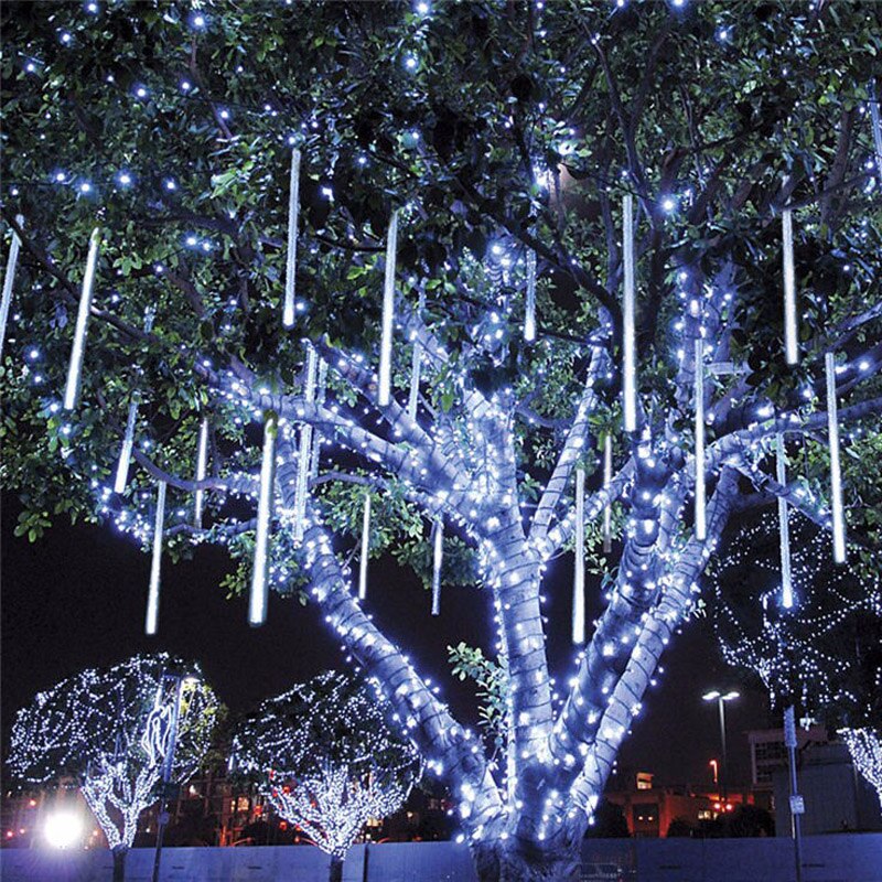 30/50cm 8 tubos lluvia de meteoros luces de cadena LED decoraciones para árboles de Navidad guirnalda de calle para decoración al aire libre Año Navidad
