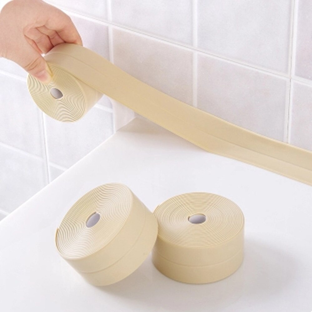 Acryl Lijm Keuken Pvc Sticker Waterdicht Mildewproof Tape Lijn Hoek Naden Vocht Meeldauw Bescherming Collision Rubberen Strip: Yellow