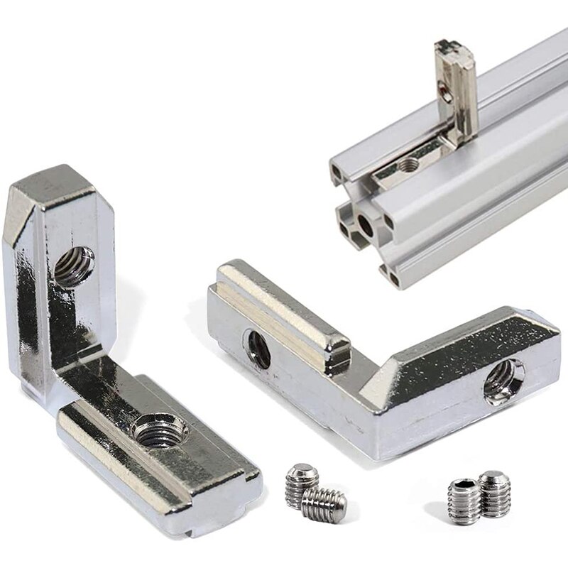 20 piezas Interior en forma de L con ranura en T para Conector de esquina Interior, soporte de unión para Perfil de extrusión de aluminio, ranura de serie , 6mm