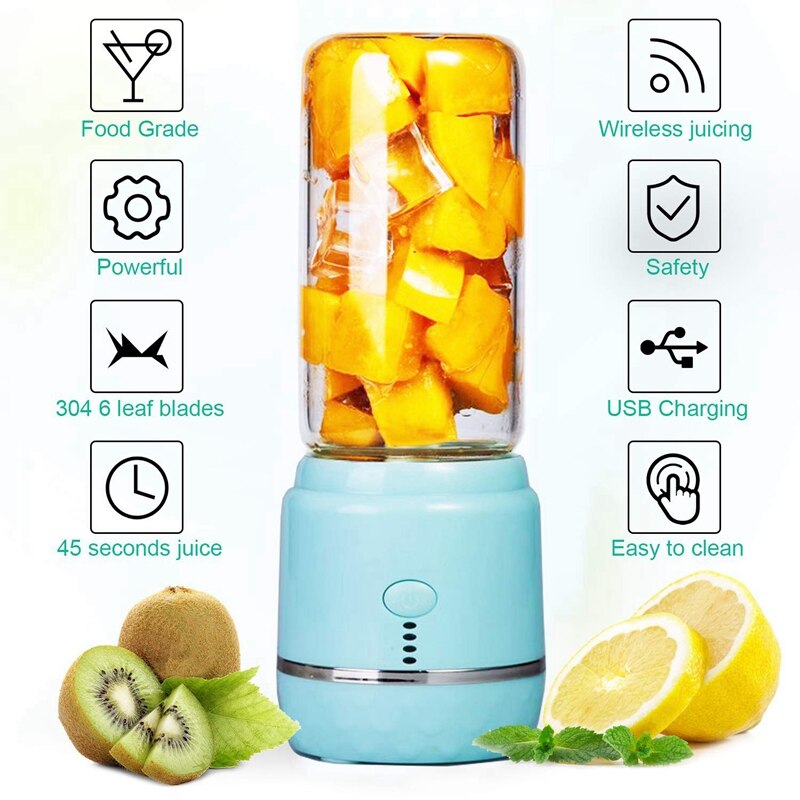 -Portable Personal Blender, USB Rechargeable Wireless Electric Juicer Blender for Fruit Smoothies