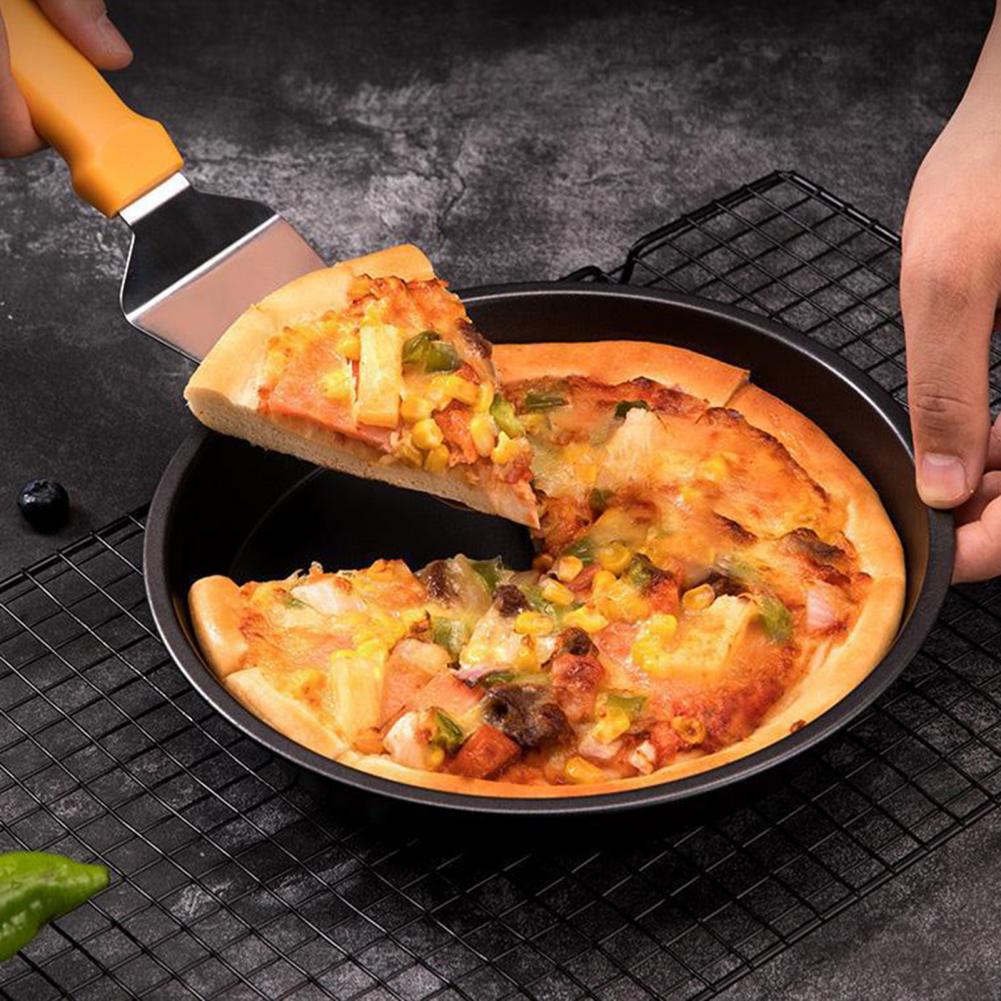 6/7/8/9/10inch Pizza Pan Plate Heat-resistant Easy to Clean Carbon Steel Pizza Bake Crisper Pan Dish Tray for Kitchen Bakeware