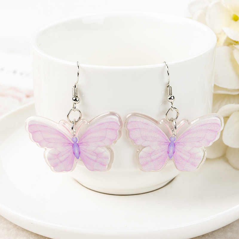 1 paire de boucles d'oreilles papillon mignon pour femme, dégradé acrylique, papillon coloré, goutte d'eau, d'anniversaire pour fille: orange