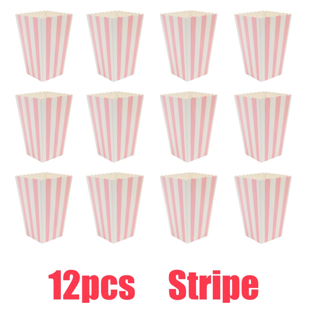 12 Uds. Cajas de palomitas de maíz de papel rosa, de lunares a rayas, cubos de cartón para dulces para teatro, Carnaval, bolsas de recuerdo de de cumpleaños: Verde oliva