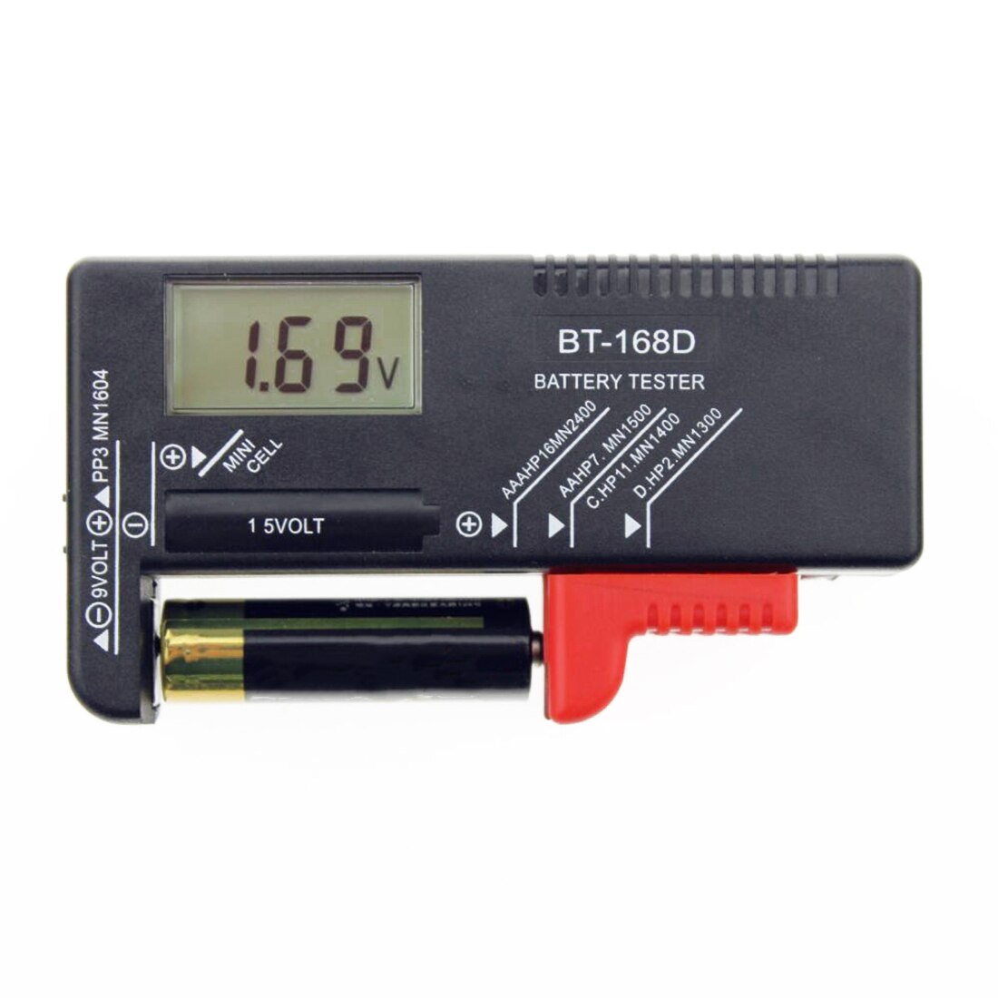 Battery Tester Volt Checker For AA AAA 9V Button Multiple Size Battery Tester Checker BT-168/ BT-168D LCD Display Check: BT168D