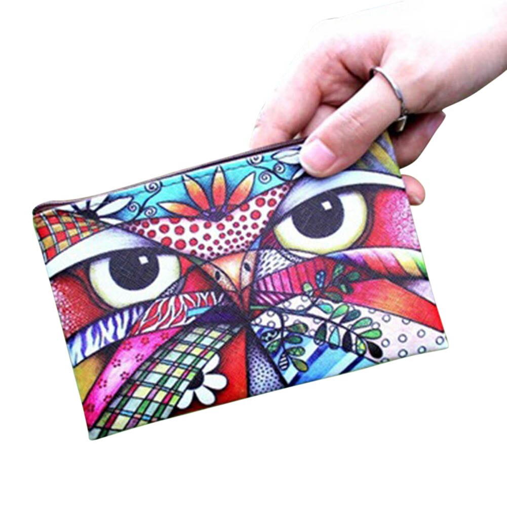 Women Coin Purse PU Leather Clutch Bag Cartoon Animals Elephant Owl Giraffes Deer Graffiti Lady Girl Wallet UND: 20