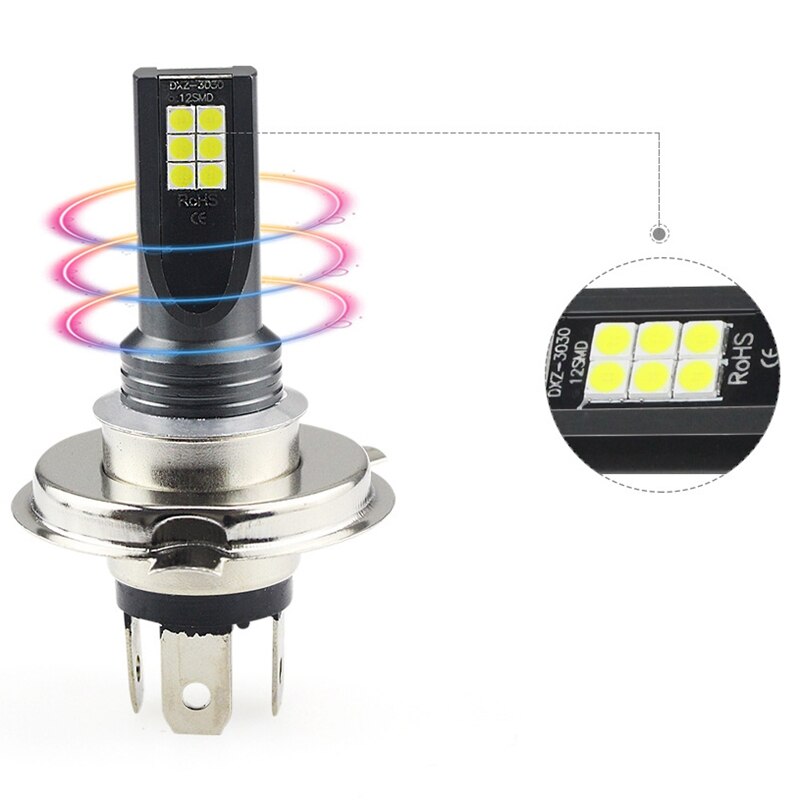 2 stuks waterdichte  h4 24w auto koplampen koplampen 12 led mistlampen conversiekit super heldere led lamp 6500k