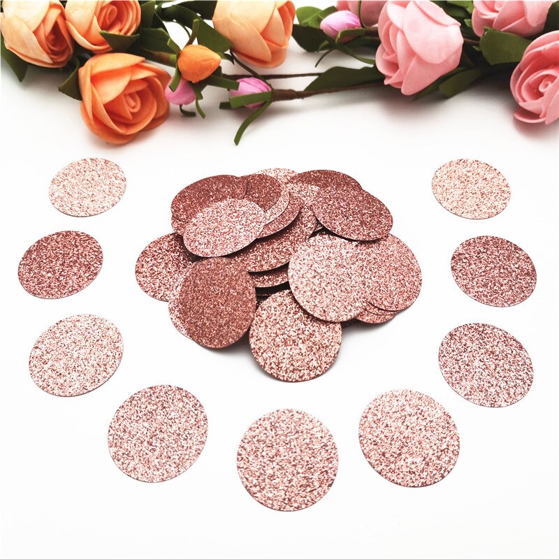 100pcs 3cm Glitter Rose Gold Card Paper Confetti Wedding Round/Heart/Star Confettis Birthday Party Supplies Baby Shower Decor: Las15 Round