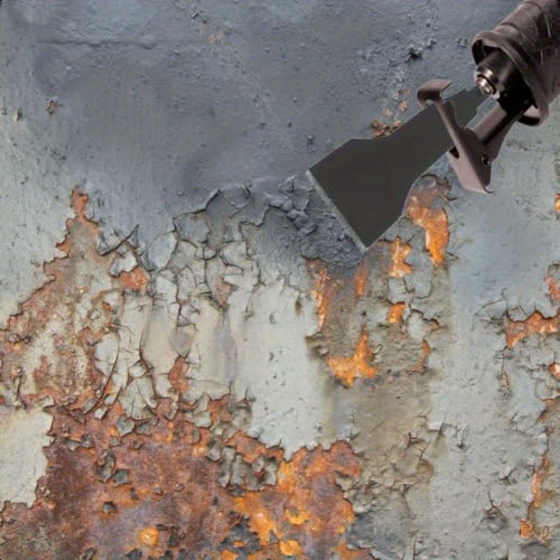 4-Piece Heavy-Duty Scraper and Blade Set for Reciprocating Saws Steel, Tile and Putty Removal, Wall and Ground Cleaning-