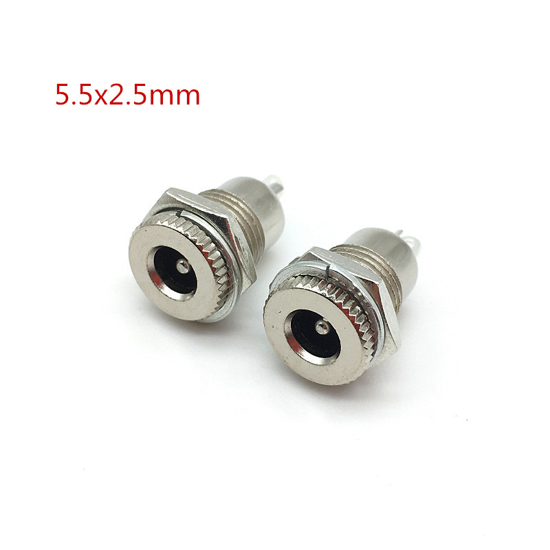DC-099 5.5mm x 2.1mm 2.5mm DC Power Jack Socket DC099 Female Panel Mount Connector Metal 5.5*2.1 5.5*2.5: 5.5X2.5MM / 1 piece