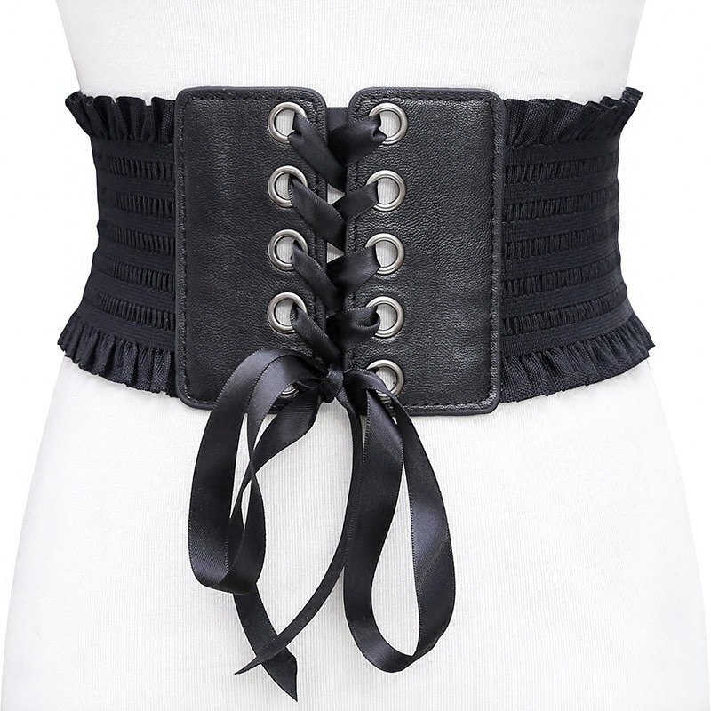 Plus Size Corset Belt For Womens Lace Up PU Leather Luxury Belt Cinch Tie Corset Waist Wide Belt Waistband