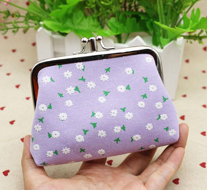 M007-cartera de lona con dibujos animados de doble rosa para mujer, monedero de tela corta Floral para mujer, monedero para chica, para estudiante,