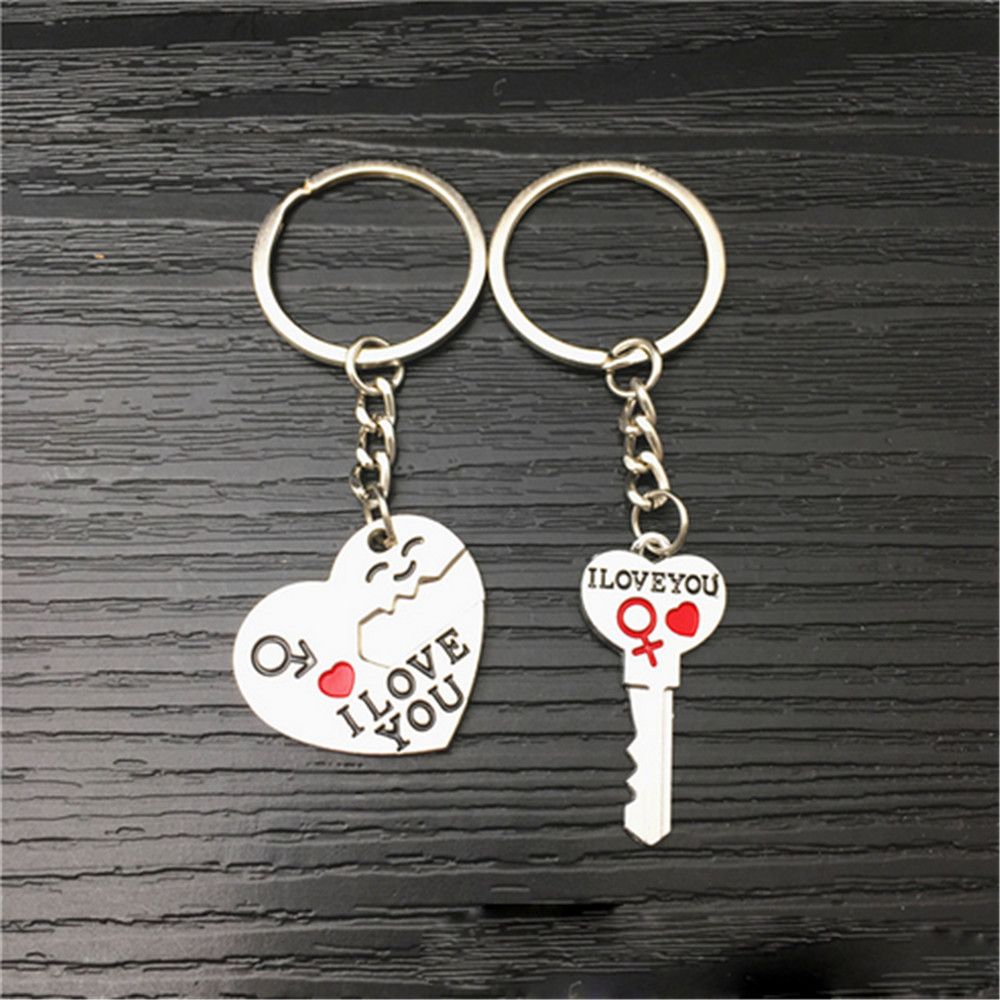1 par par jeg elsker dig brev nøglering hjerte nøglering sølvfarvede elskere elsker nøglering souvenirs valentinsdag