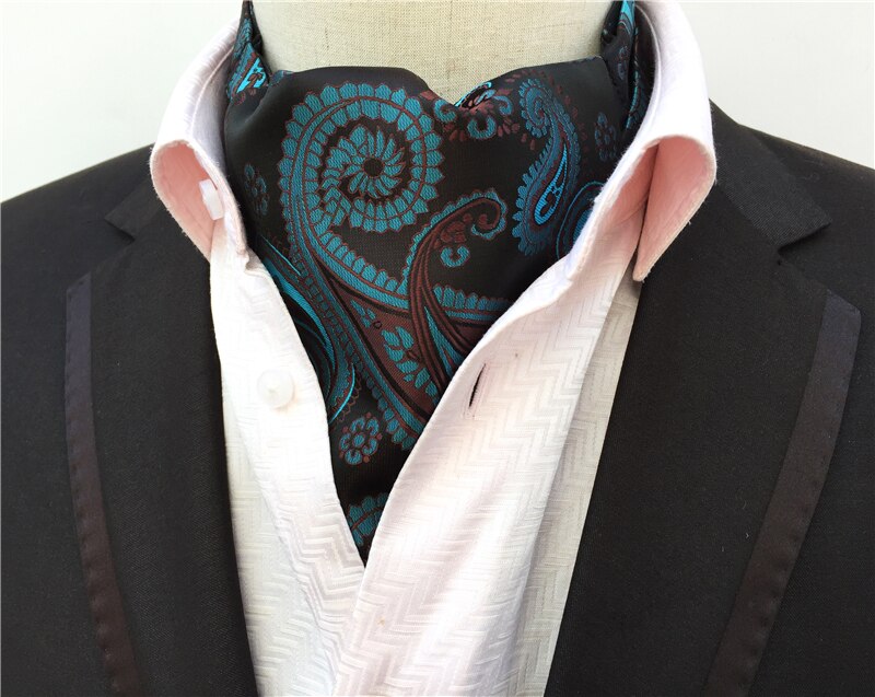 Cravate Ascot Homme Coton - Cercles Verts Et Or - Avec Pochette - Fabriqué UK