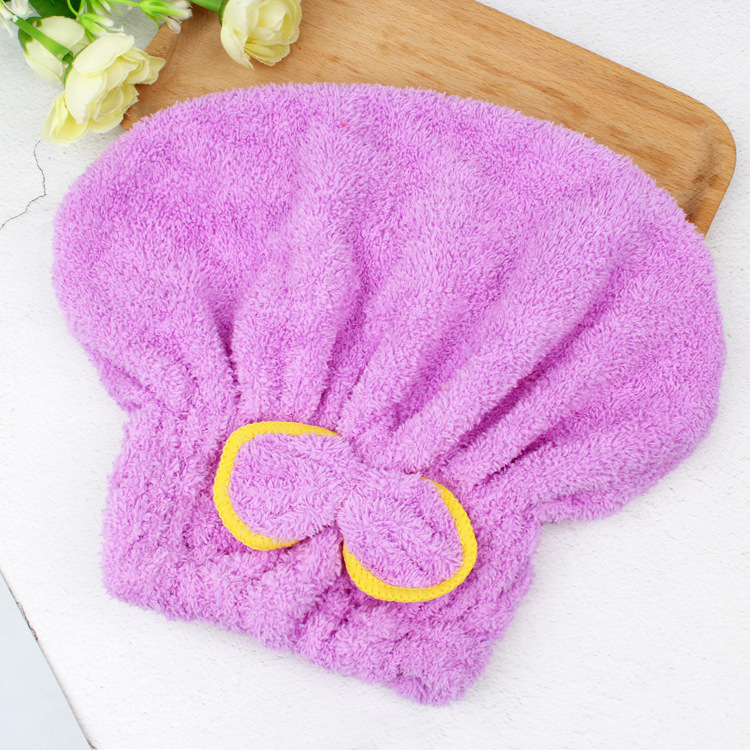 Gorro de ducha para mujer, microfibra para el cabello, secado rápido, baño, Spa, lazo, toalla envolvente, sombrero para accesorios de habitación: Morado