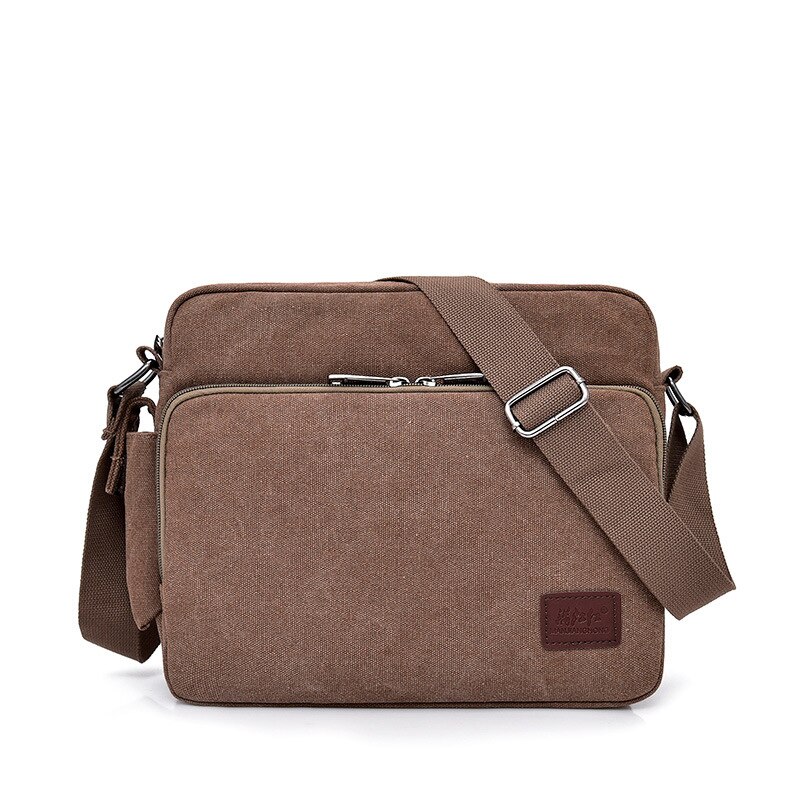 Canvas Multifunction Mens Messenger Shoulder Bags Solid Briefcases Suitcase Card Pocket For Men Women Office Outdoor Travel: Coffee