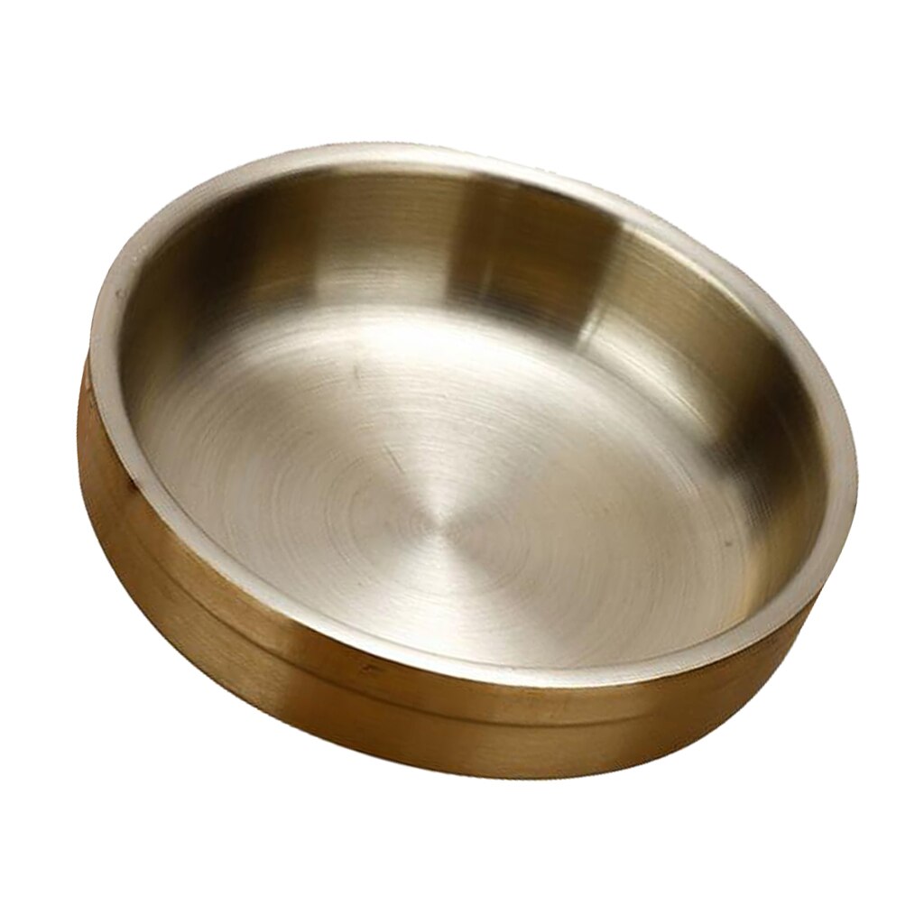 Stainless Steel Home Round Tableware Soy Sauce Wasabi Edible Oil Dish Bowl: Gold 13cm