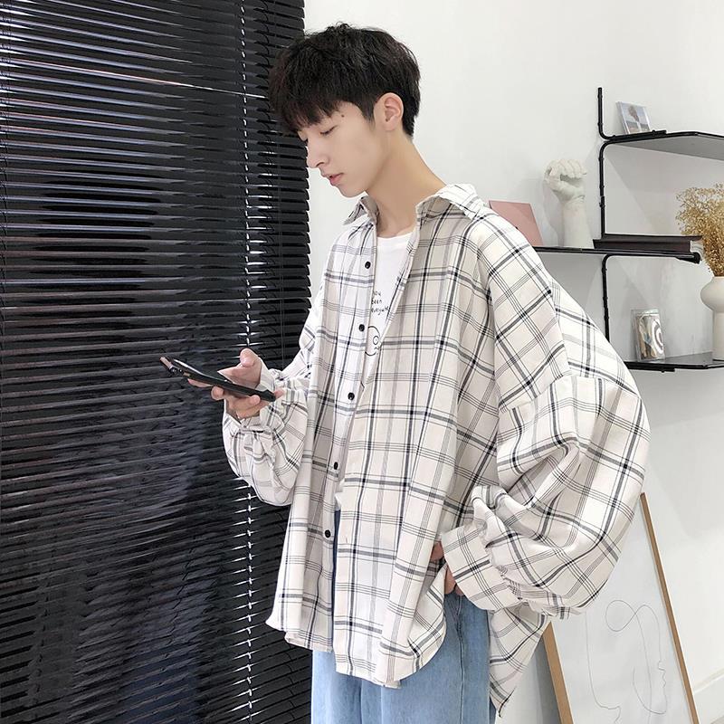 Spring/Summer Korea Preppy Style Handsome Cute Gentle Boy Plaid Shirt Top Warm Sunny Man Vintage Juvenile Casual Shirt