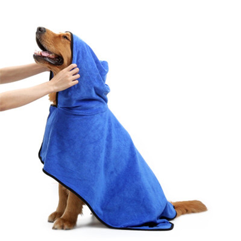 Dog Bathrobe XS-XL Pet Dog Bath Towel for Small Medium Large Dogs 400g Microfiber Super Absorbent Pet Drying Towel: Blue / L