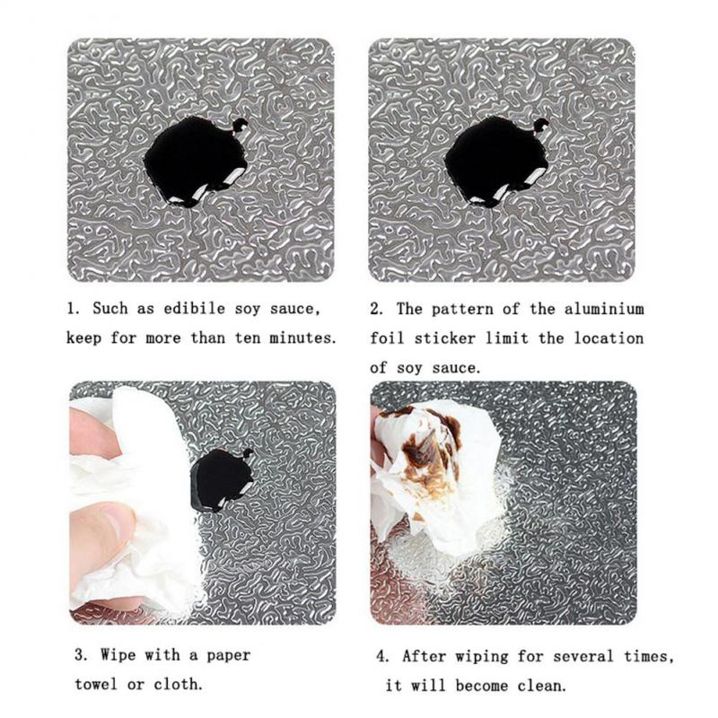 Removable Kitchen Oil-proof Waterproof Stickers Aluminum Foil Kitchen Stove Cabinet Self Adhesive Wall Sticker DIY Wallpaper